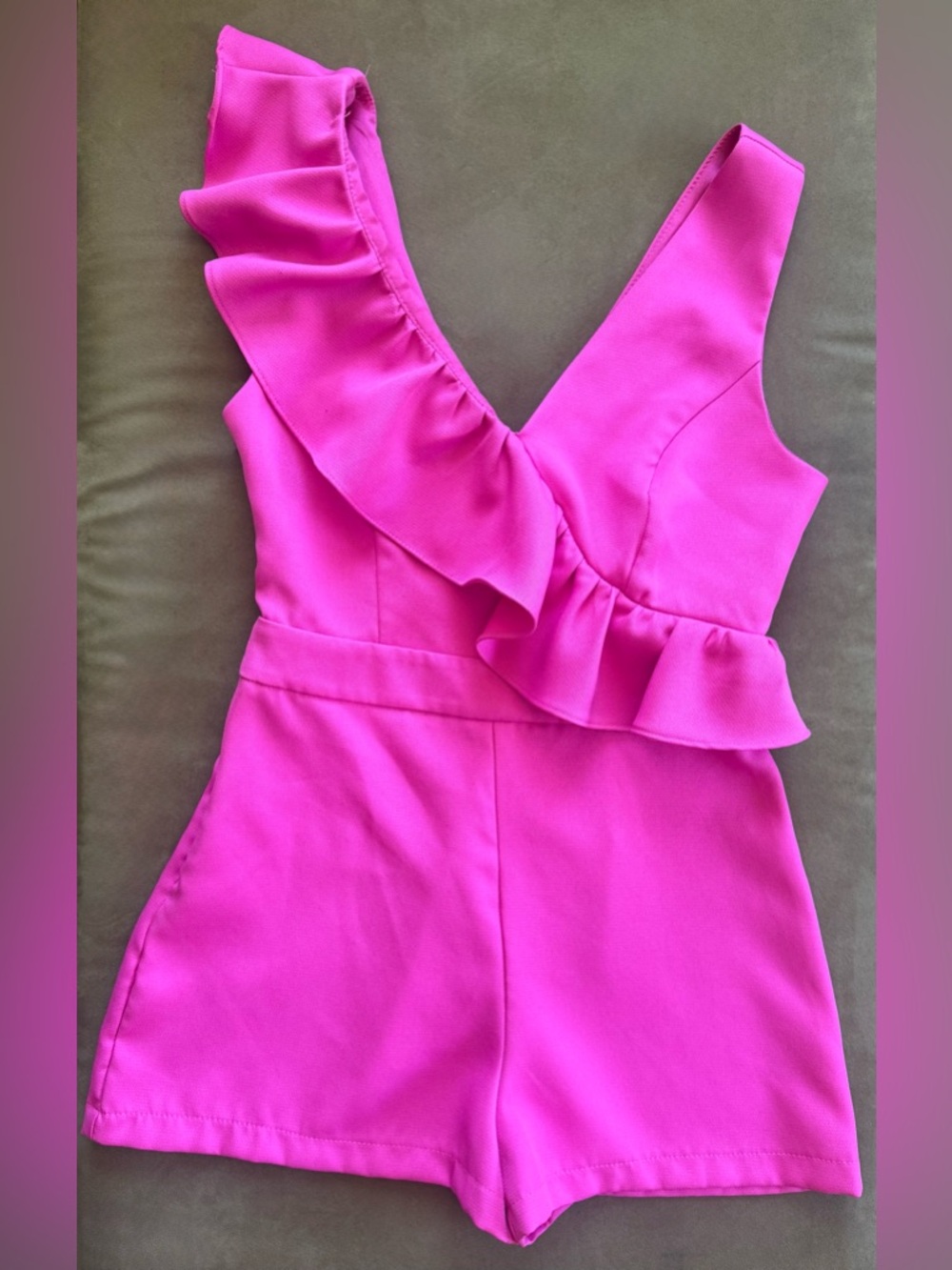 DO+BE Hot Pink Ruffled V-Neck One Piece Romper